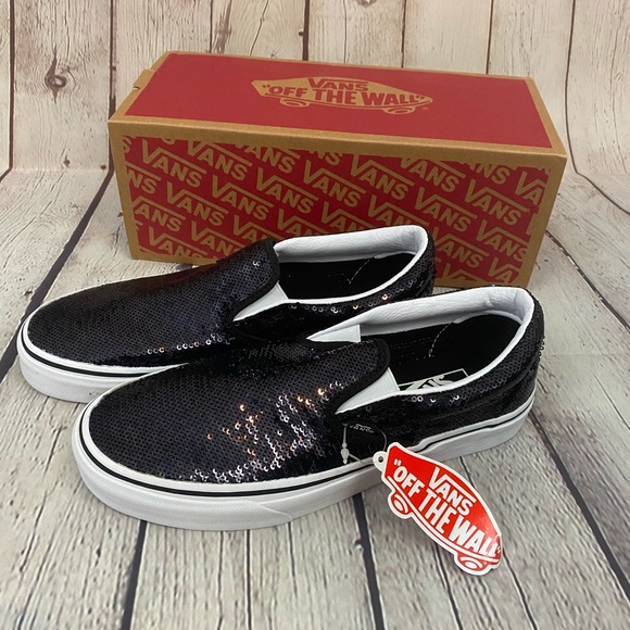 vans black sequin sneakers